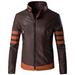 High-end brand men's zipper leather jacket Wolverine casual PU leather locomotive coat Logan bomber jacket slim coat size M-5XL