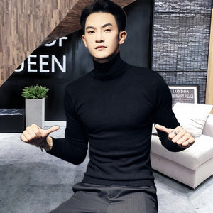 2020 Winter New Men's Turtleneck Sweaters Black Sexy Brand Knitted Pullovers Men Solid Color Casual Male Sweater Autumn Knitwear