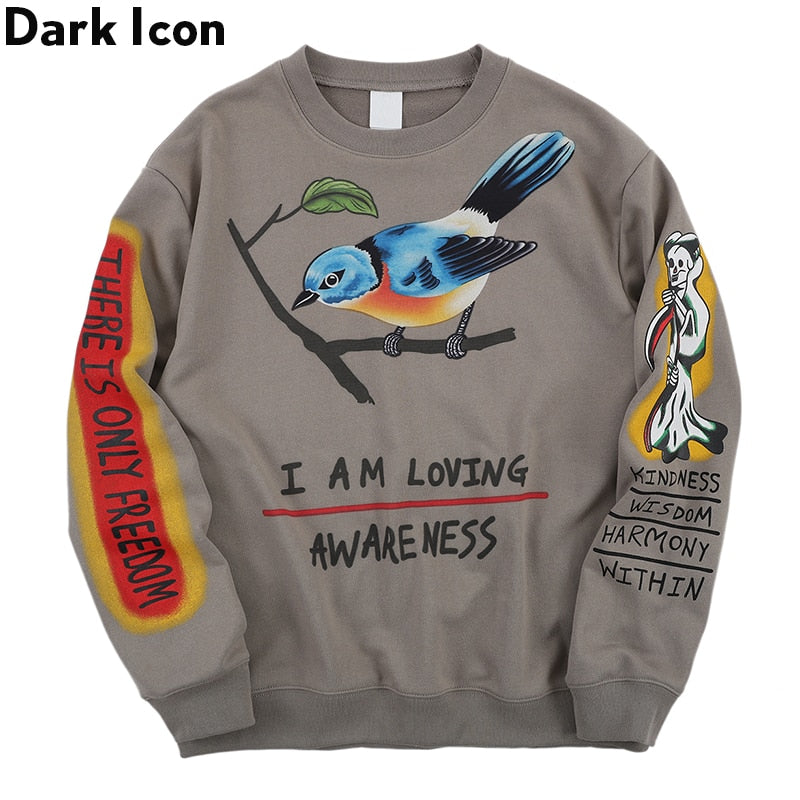 Dark Icon Skeleton Hip Hop Sweatshirt Men Round Neck Pullover Men's Sweatshirts 2020 Autumn Streetwear Sweatshirt for Men