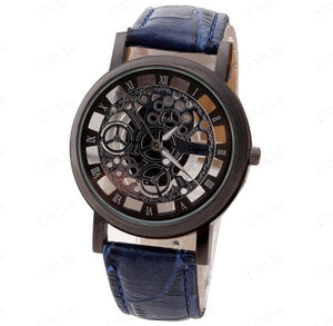 Quartz Watch Men Luxury Simple 12 Colors Hollow Stainless Steel Quartz Military наручные часы Sport Buckle Leather Wrist Watch
