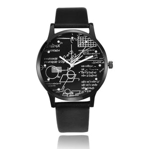 Miler Mens watch leather quartz Mathe matical formula prints fashion wrist watch men causal relogio masculino erkek kol saati