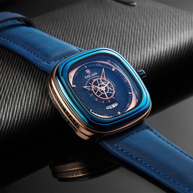 2020 Luxury Men Watches New Fashion Square Quartz Watch TOP Brand KADEMAN Casual Leather Wristwatches Business Relogio Masculino